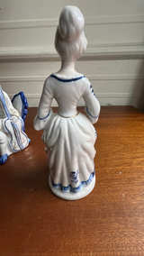 IVO Mark Victorian Blue & White Porcelain Couple Figurine Set - Image 4