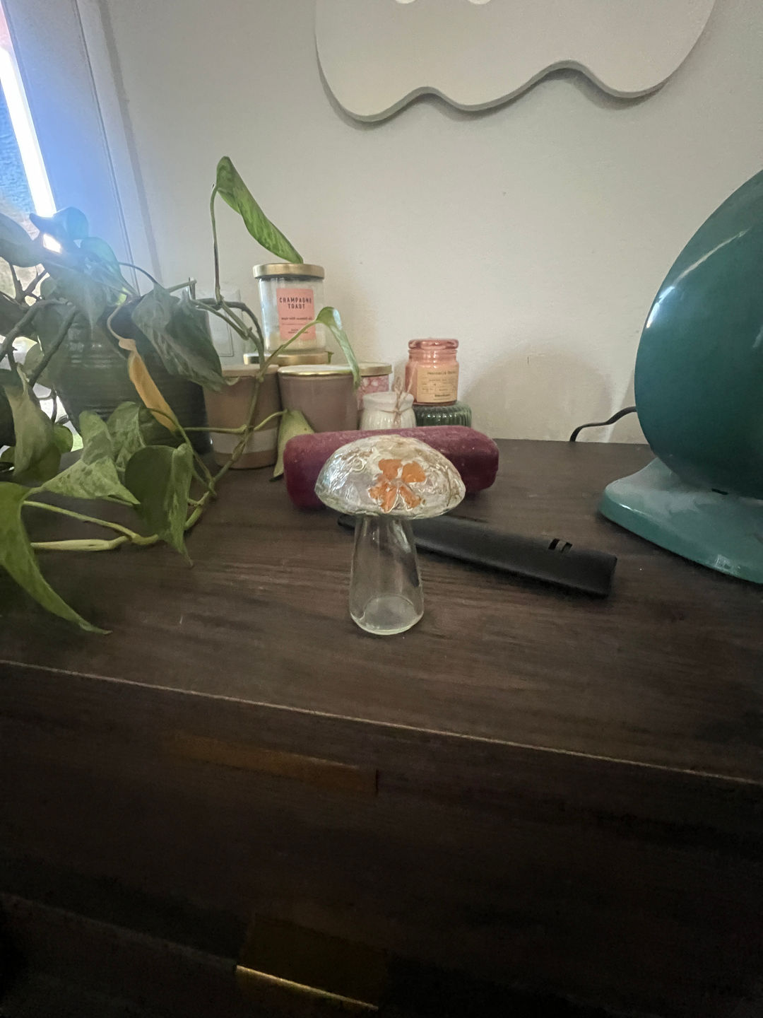 Glass Mushroom Figurine