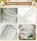 STEO SPCE 6 Pack Vintage Knit Christmas Stockings – White Beige Apricot Rustic - Image 2