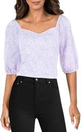 Riley & Rae Womens Size Medium Square Neck Smocked Cropped Purple - Image 1