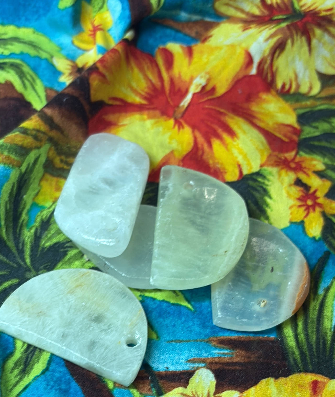 Natural Stone Half Moon Pendants(6)