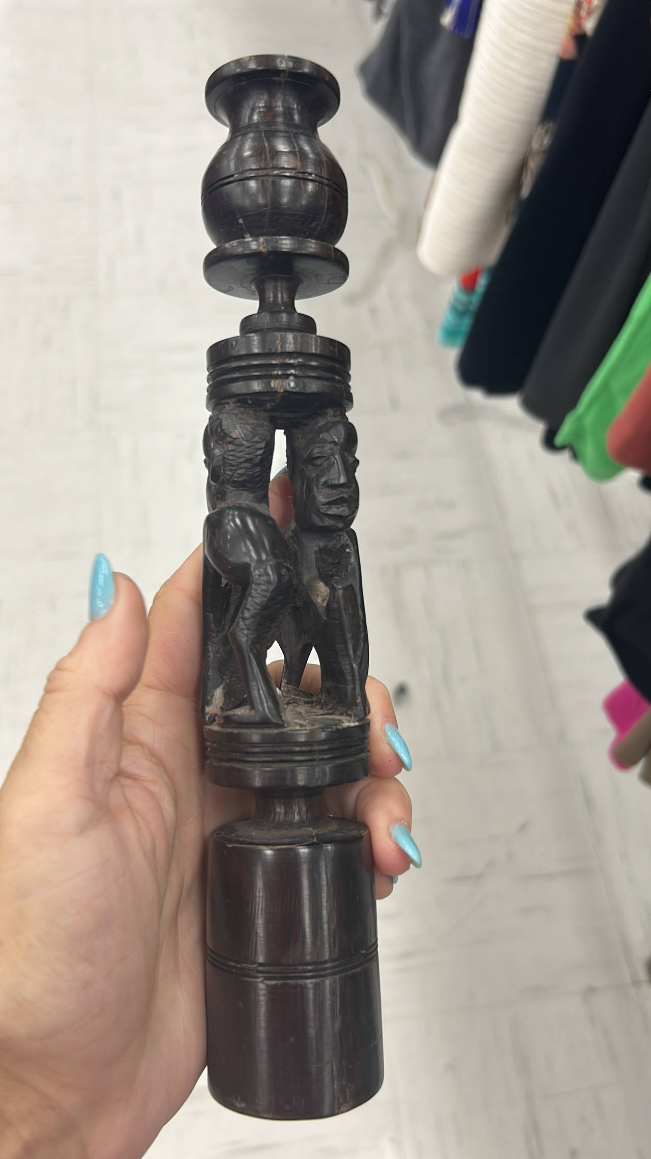 African Carved Wooden Pepper Grinder