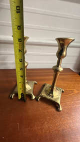 Antique Brass Candlestick Pair made in England - Image 3
