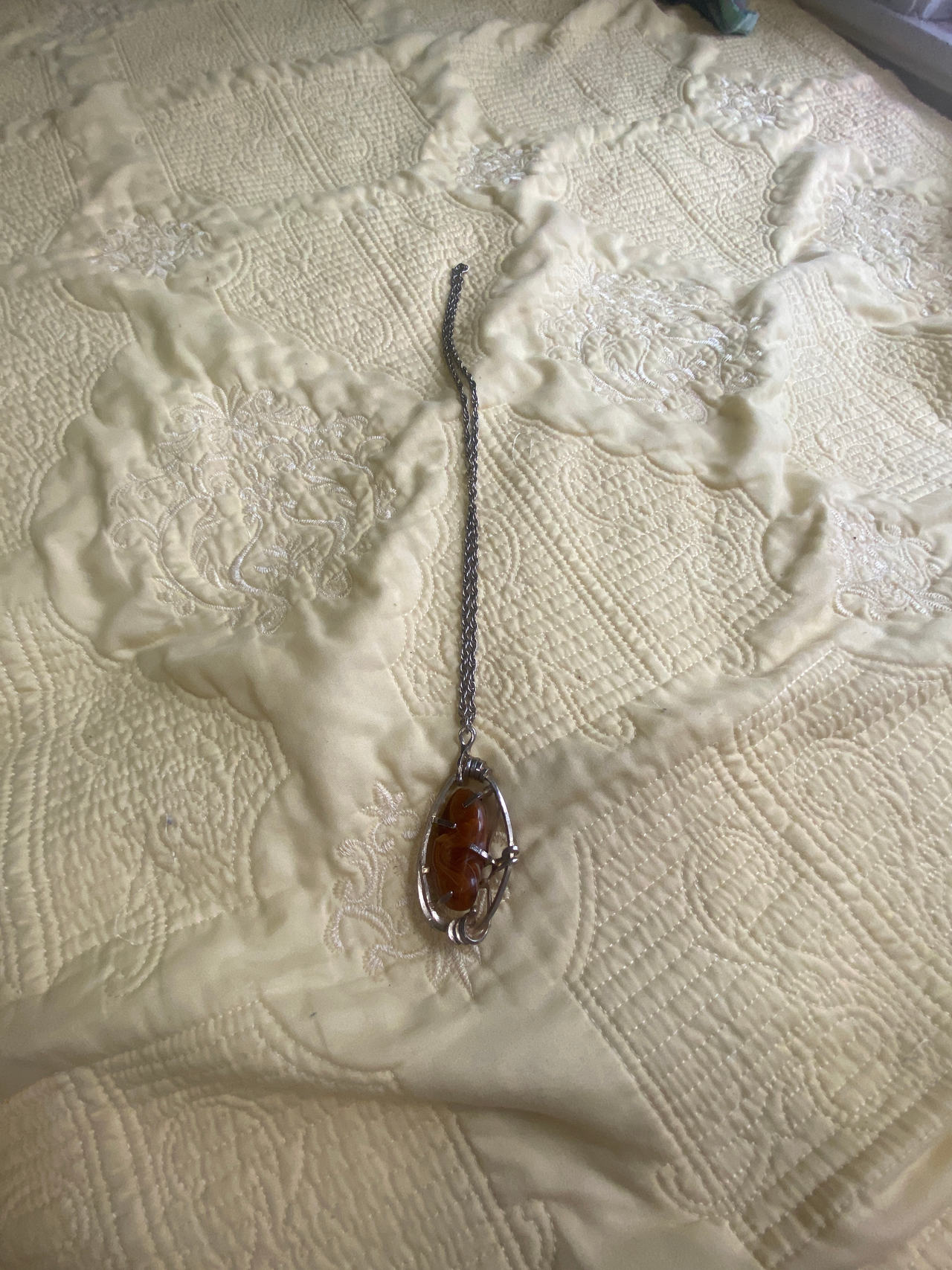 Wire Wrapped Stone Pendant Necklace