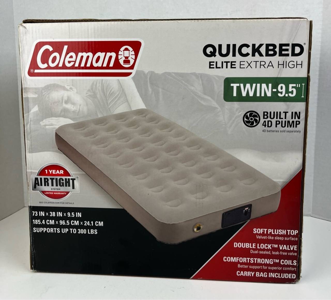 Coleman Twin 9.5” QuickBed Elite Air Mattress Extra-High Built-In Pump