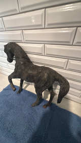 Vintage Hand Crafted Leather Wrapped Horse Sculpture with Saddle - Image 2