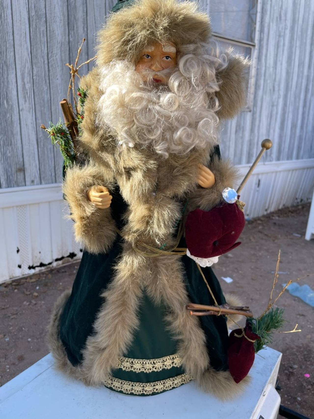 Vintage Santa Tree Topper Green Robe 22-inch