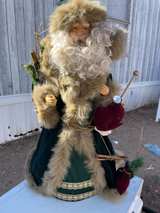Vintage Santa Tree Topper Green Robe 22-inch - Image 1