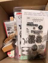 A box full of assorted craft themed wooden and block stamps. St Albans 3021 - Image 3