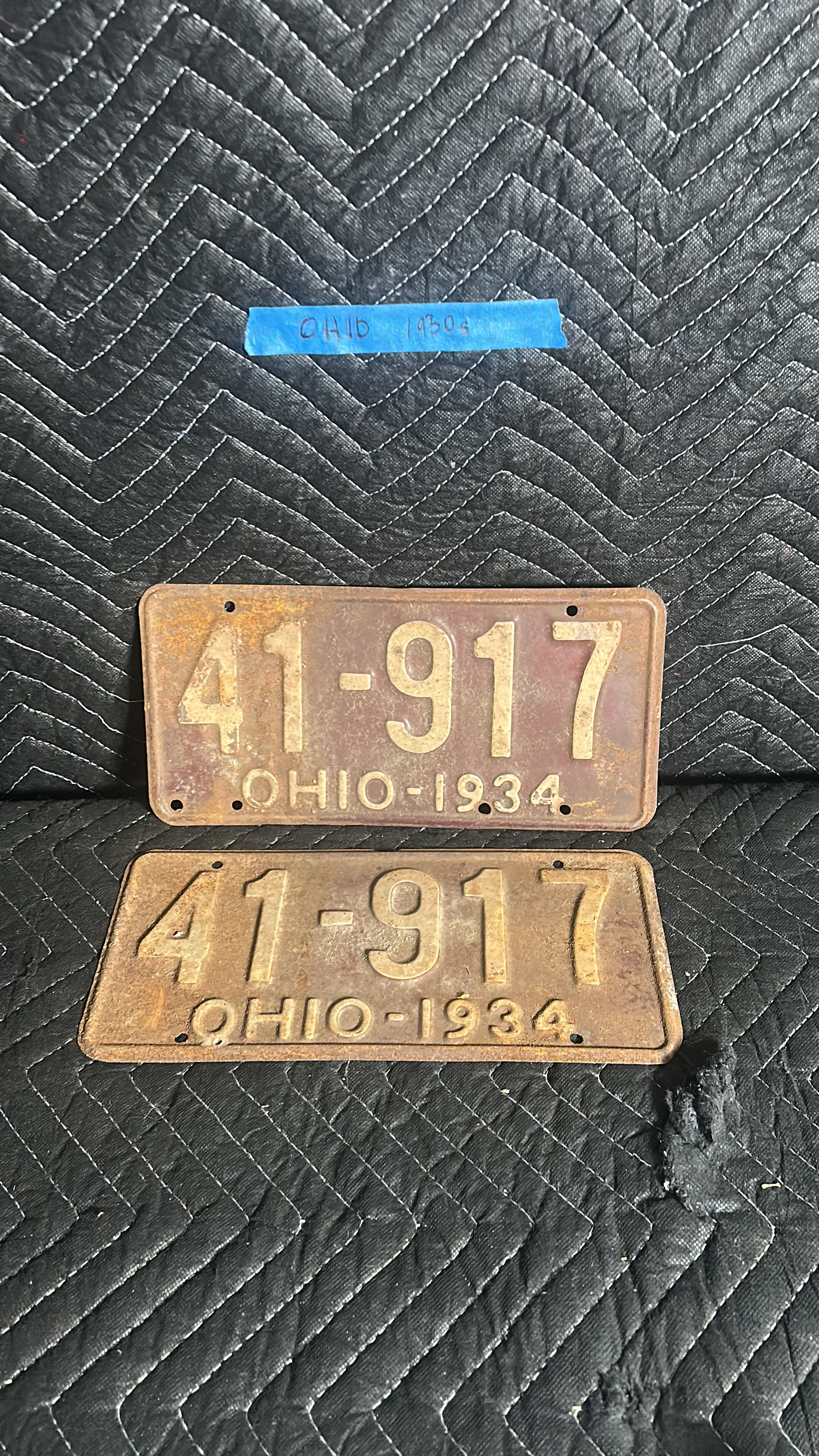 1934 Ohio License Plate Pair