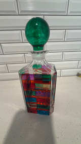 Murano Scaleno Hand-Painted Italian Crystal Whiskey Decanter - Image 4