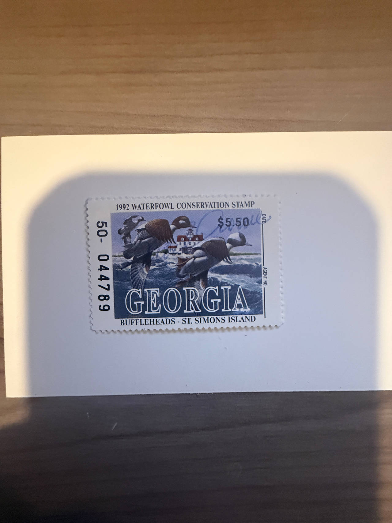 1992 Georgia Waterfowl Conservation stamp Buffleheads  artist signed CV$25