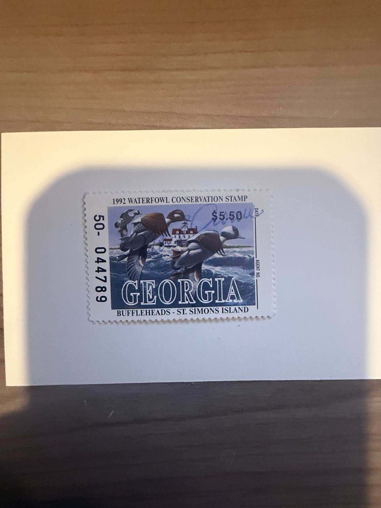 1992 Georgia Waterfowl Conservation stamp Buffleheads  artist signed CV$25