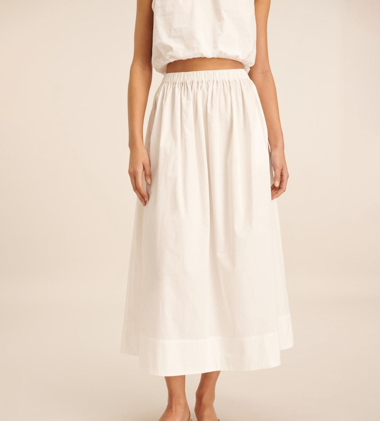 AERE White Cotton Maxi Skirt. Size 8 