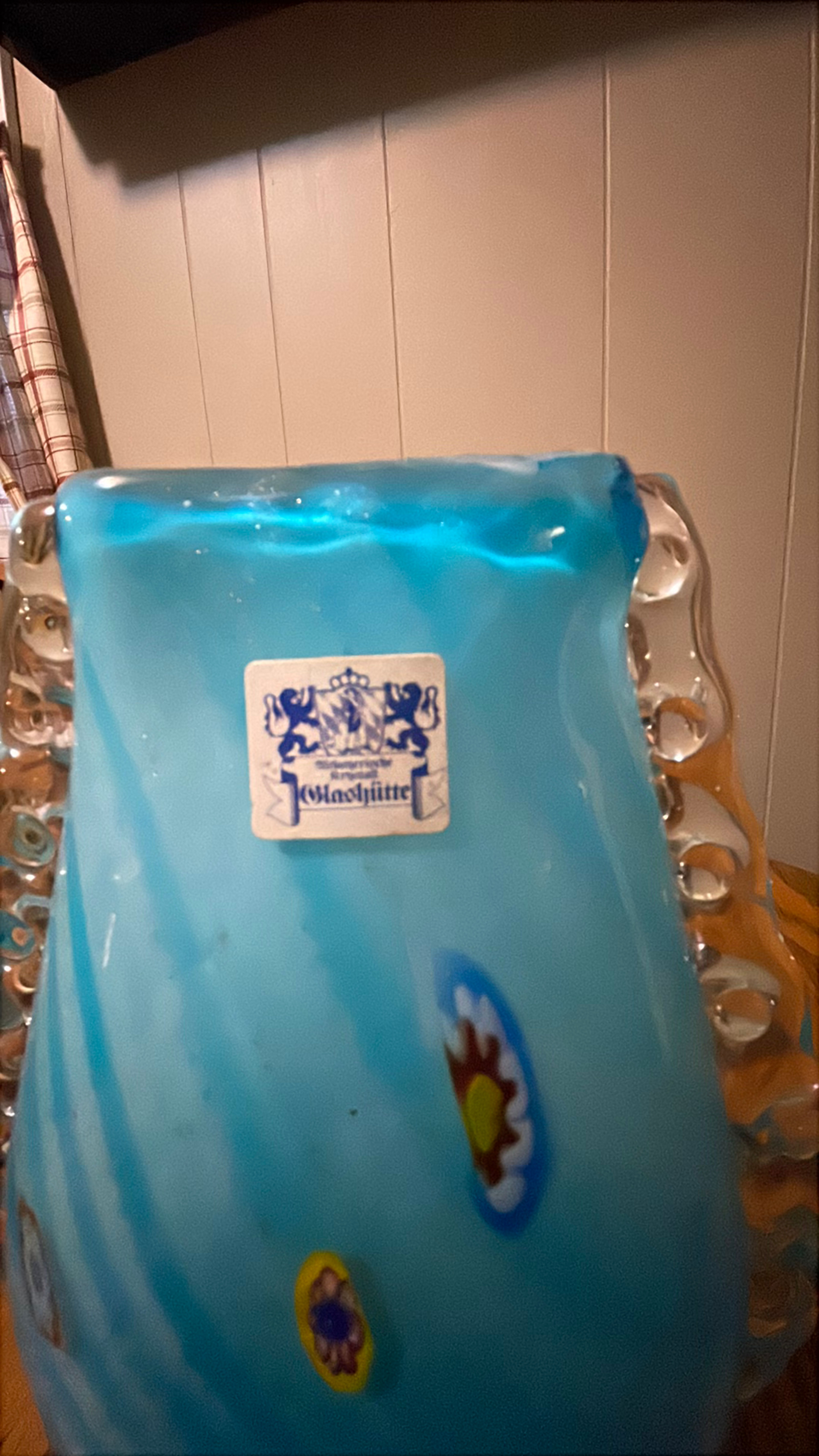 Murano Glass Vase Turquoise Hand-Blown 10-inch - Image 3