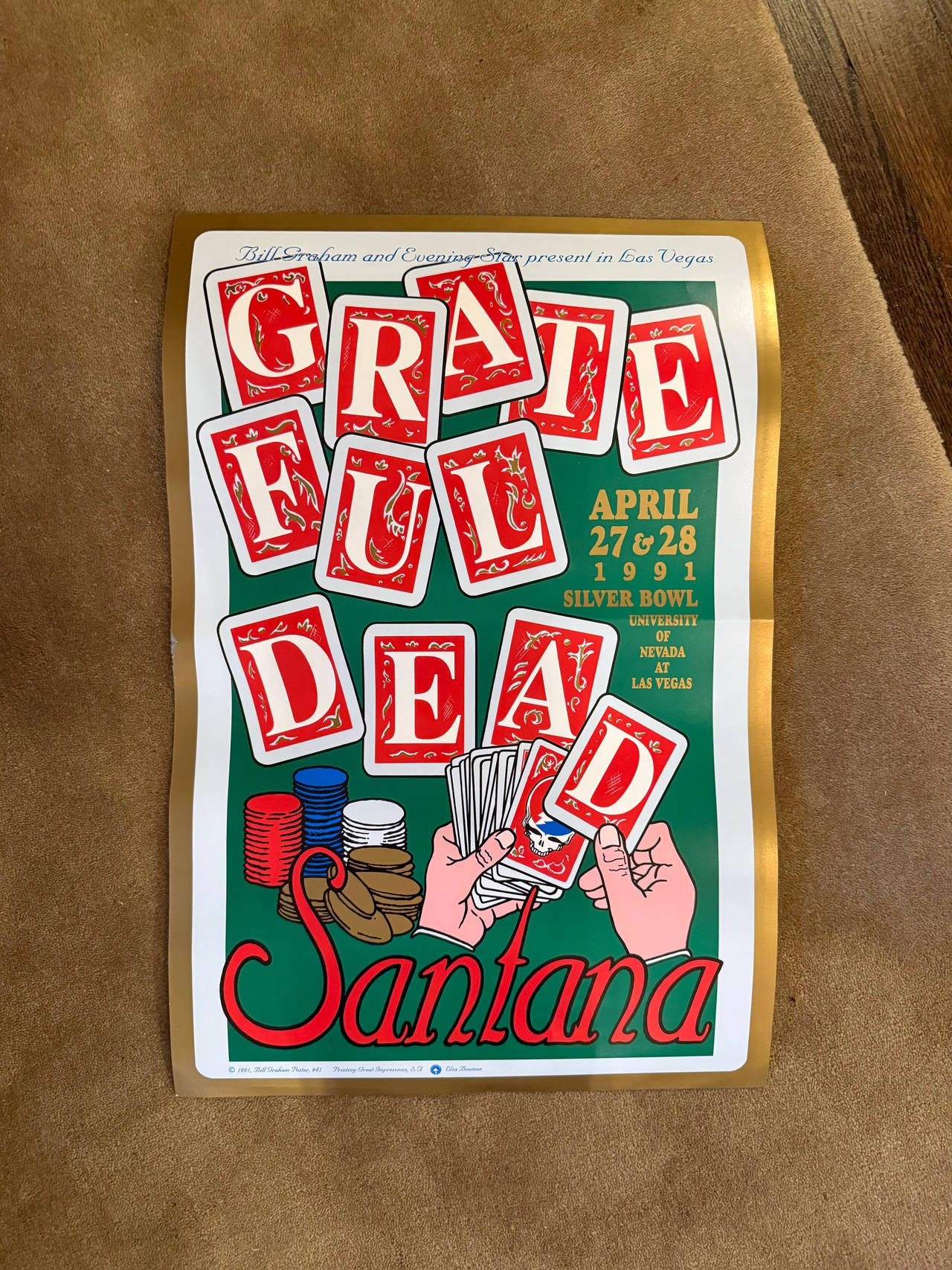 Grateful Dead Santana Las Vegas 1991 Concert Poster