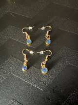 Gold Tone Dangle Earrings with Purple Gemstone - Image 4