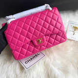 Chanel Classic Medium Double Flap Bag Pink Lambskin Gold Hardware - Image 7