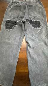 White Fox Black Acid Wash Wide Leg Mom Jeans Small - Image 5