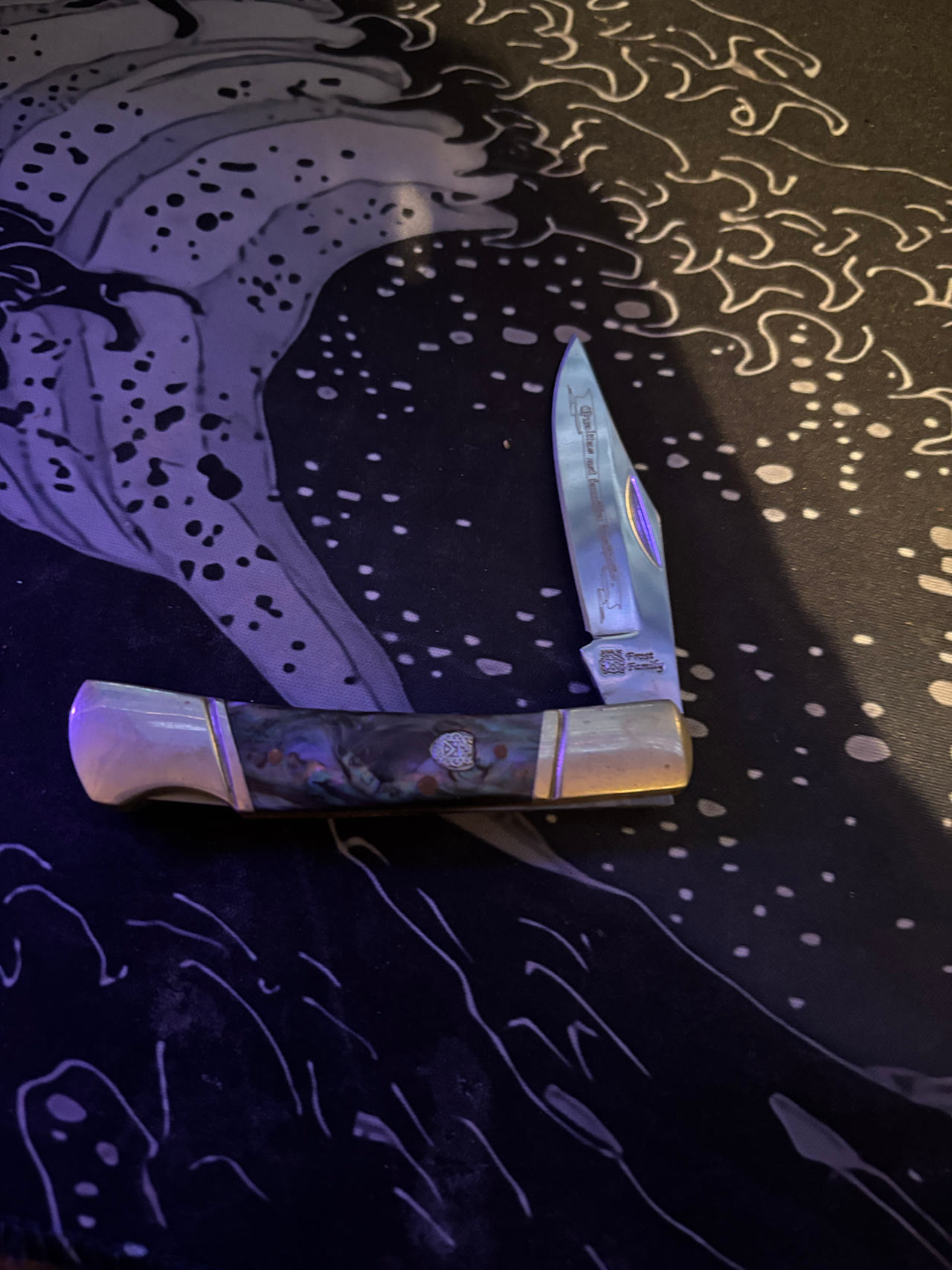 Frost Cutlery Lockback Folding Knife with Abalone Style Handle