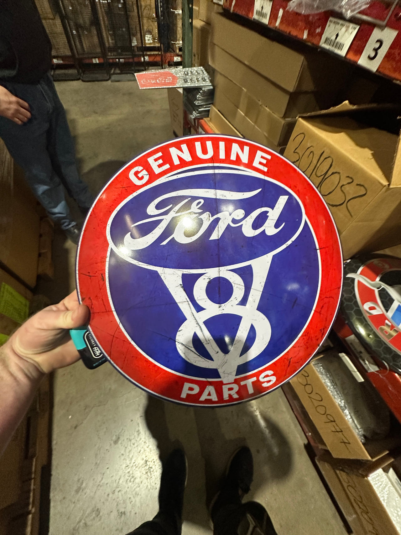 Ford V8 Genuine Parts Round Metal Sign