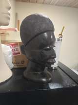 Hand-Carved African Ebony Wood Bust Sculpture - Image 1