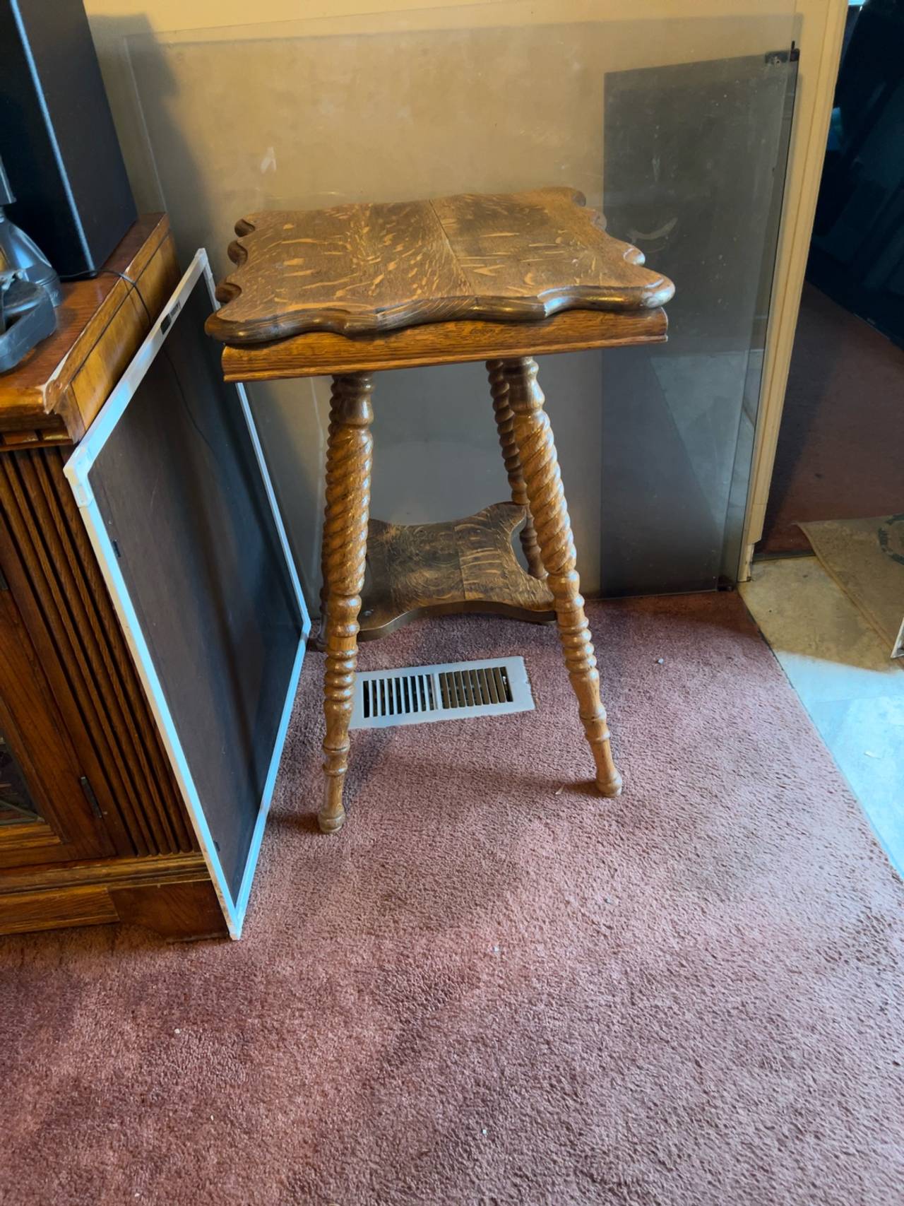 Victorian Oak Parlor Table Quarter Sawn Two-Tier