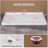 Rectangular Threshold Alcove 72” x 36”Shower Pan w/Square Left Drain - Brand New - Image 4