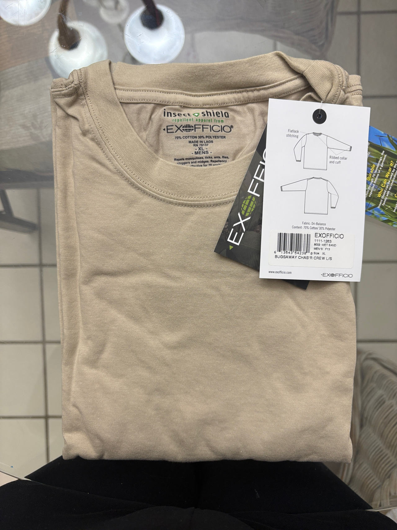   Men’s insect Shield ExOfficio BugsAway Chas'r Crew LS Size XL