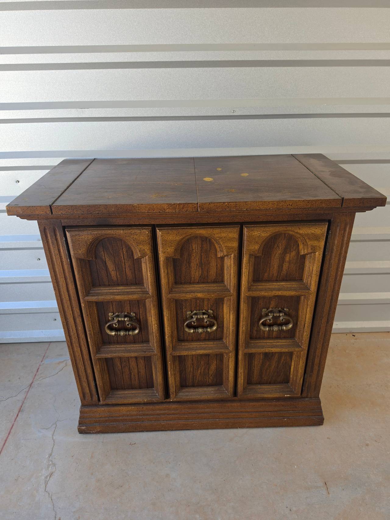 Vintage Mediterranean Flip-Top Bar Cabinet