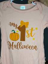 Baby Girl My 1st Halloween Ribbed Ruffle Romper - Image 3
