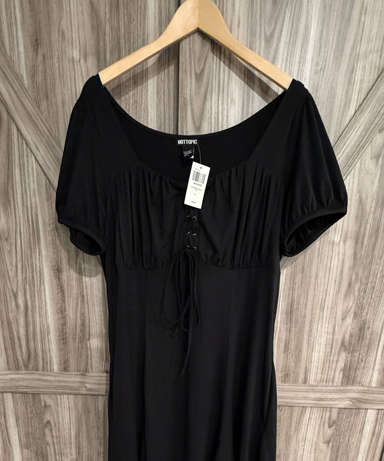 Hot Topic Black Lace-Up Cinched Bust Dress