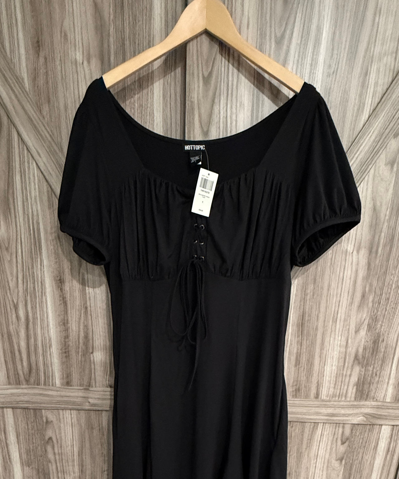 Hot Topic Black Lace-Up Cinched Bust Dress
