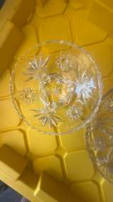 Vintage Pinwheel Cut Glass Platter and Bowl Set - Image 2