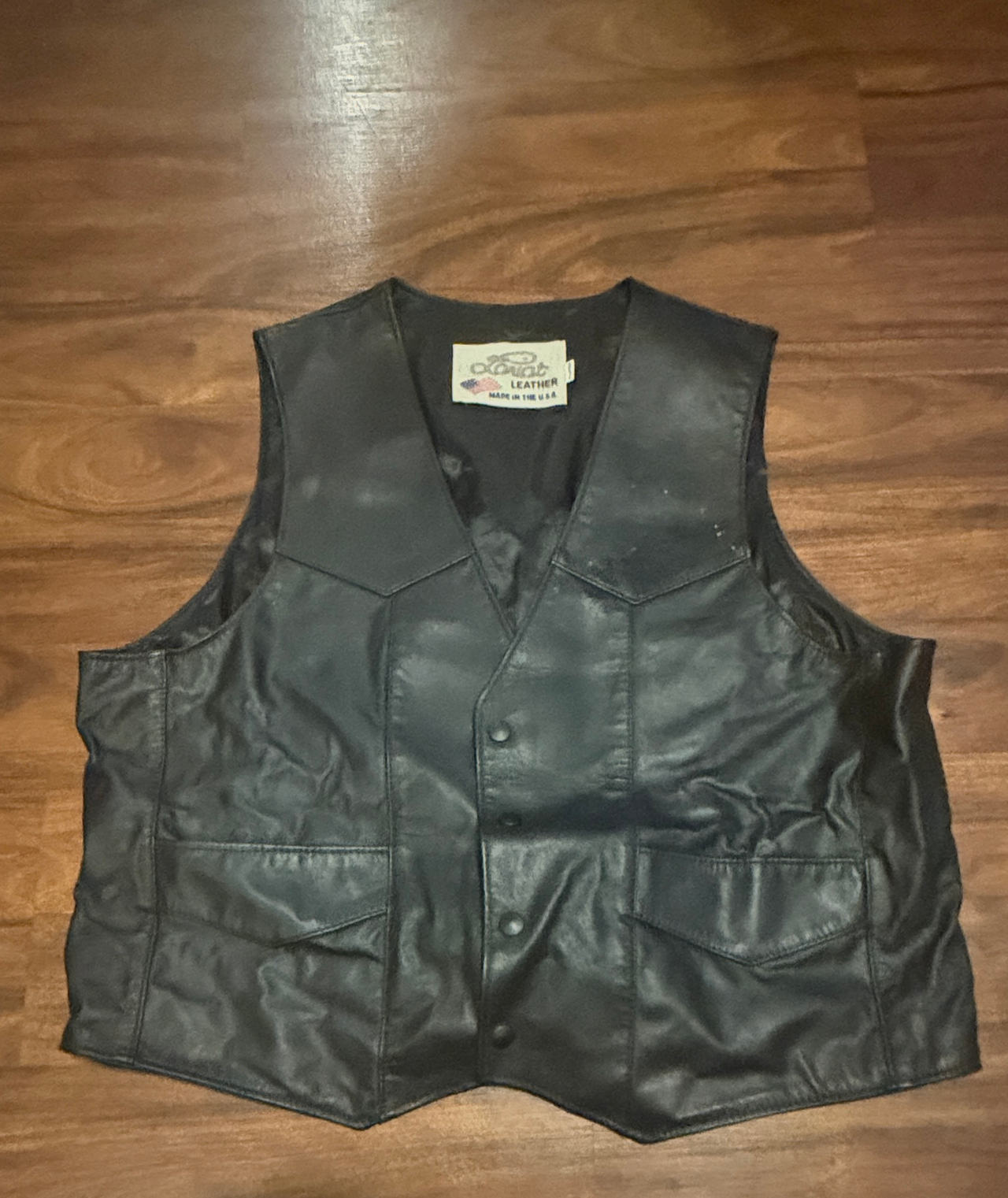 Excelled Black Leather Western Vest