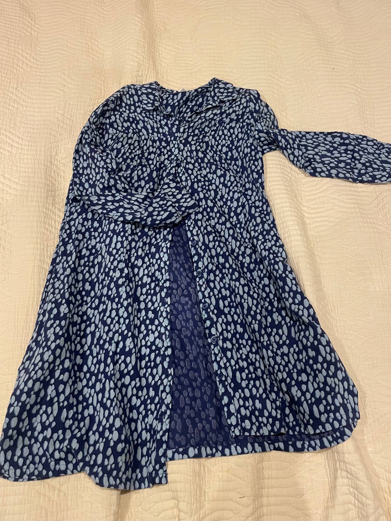 Fat Face Blue Abstract Dot Shirt Dress
