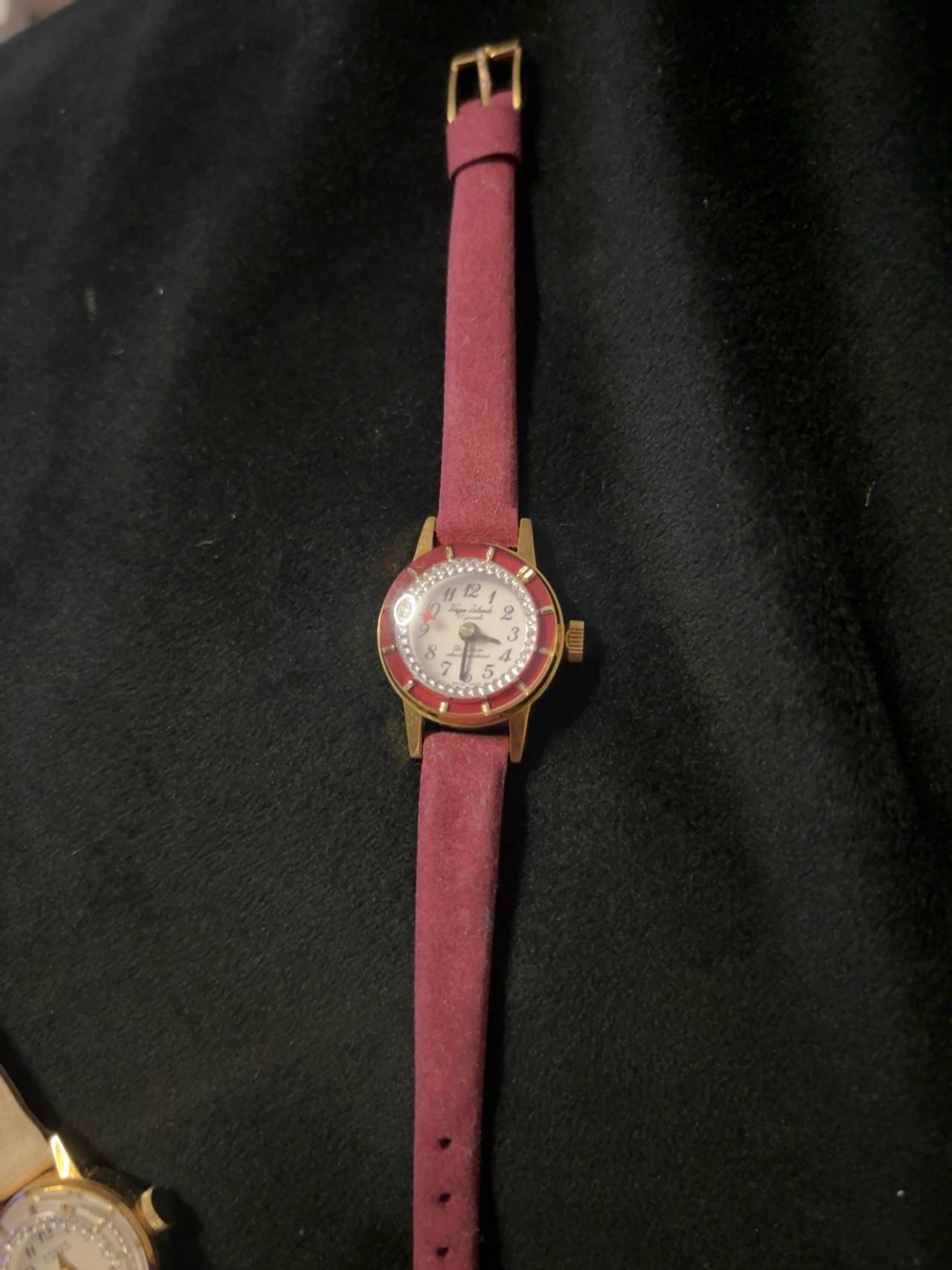 Virgin Islands 17 jewels Ladies Red Watch with Mystery Second Hand Dial