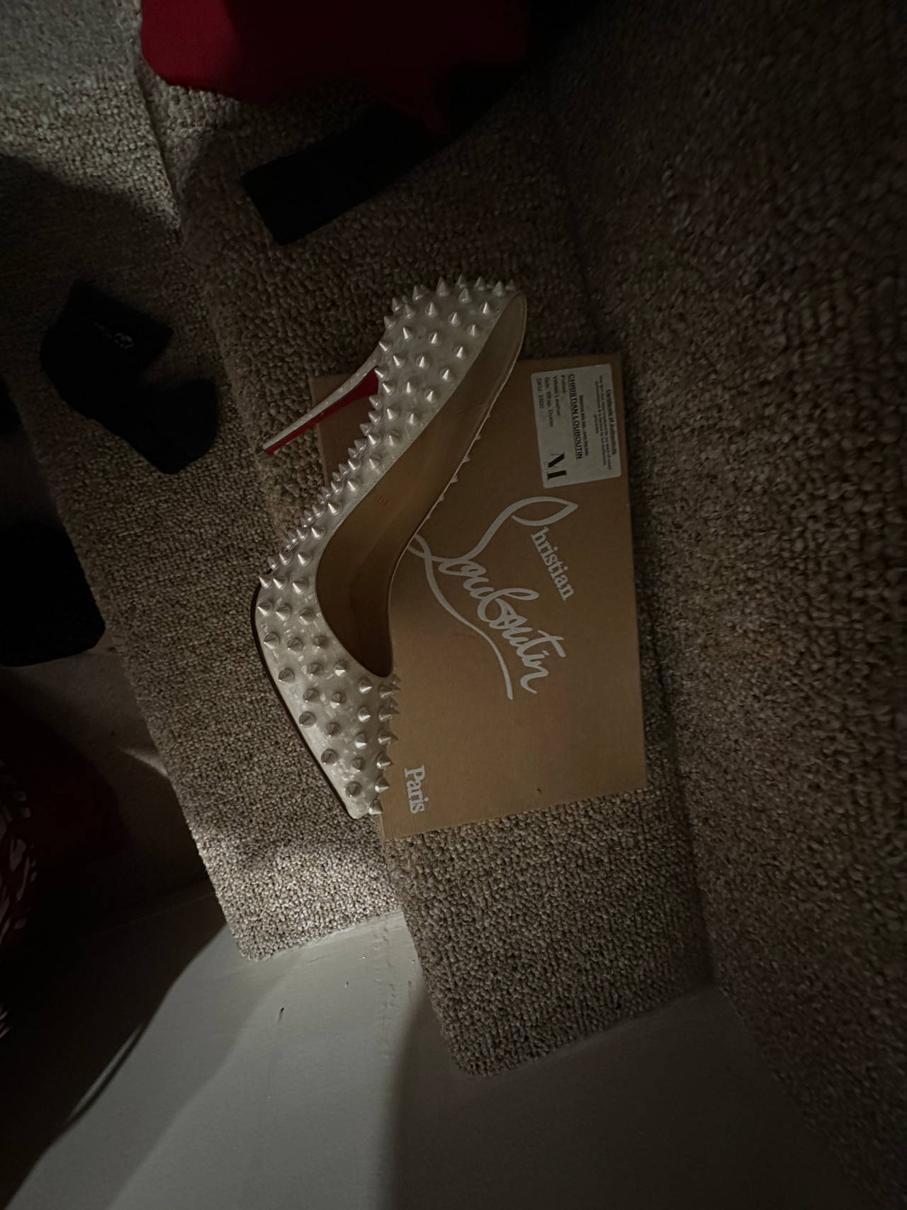 Christian Louboutin Pigalle Follies Spikes 100 White Pumps