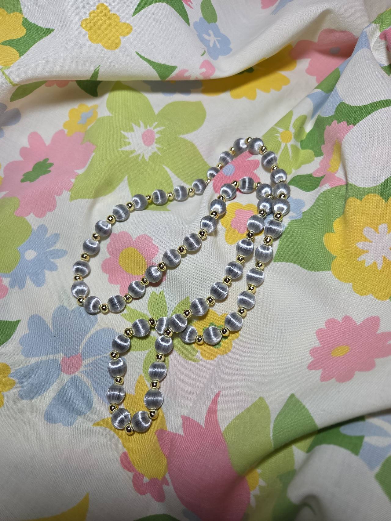 Vintage Silk Thread Wrapped Bead Necklace