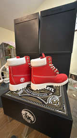 Timberland 6-Inch Premium Waterproof Boot Red with White Sole - Image 4