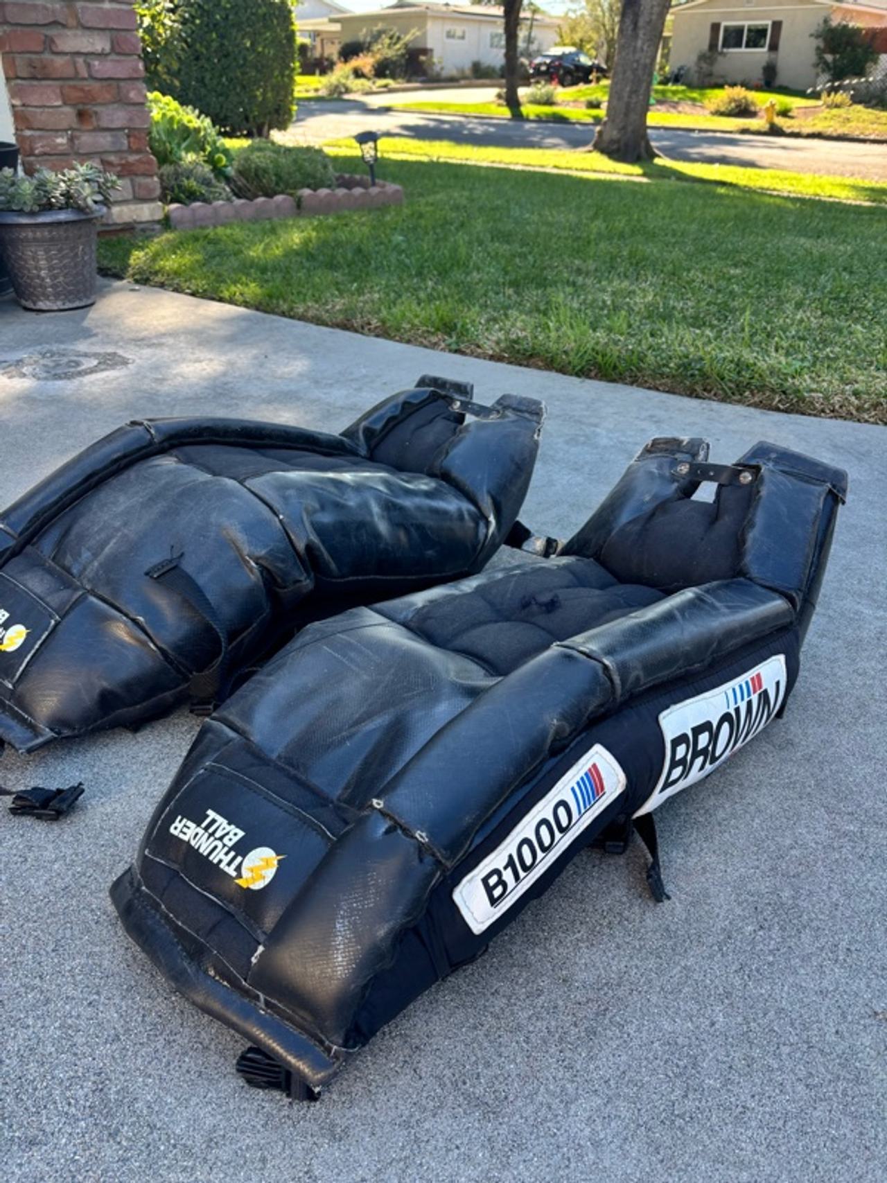 BODDAM Leather Canvas Goalie Pads Senior Black & White