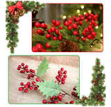 30 Pack Artificial Red Berries, 8.1 Inch Fake Red Berries,Red Berry Stem Picks - Image 5