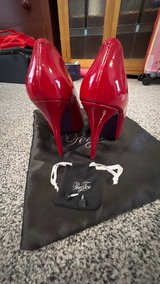 PeepToe Red Patent Leather Heels - Image 3