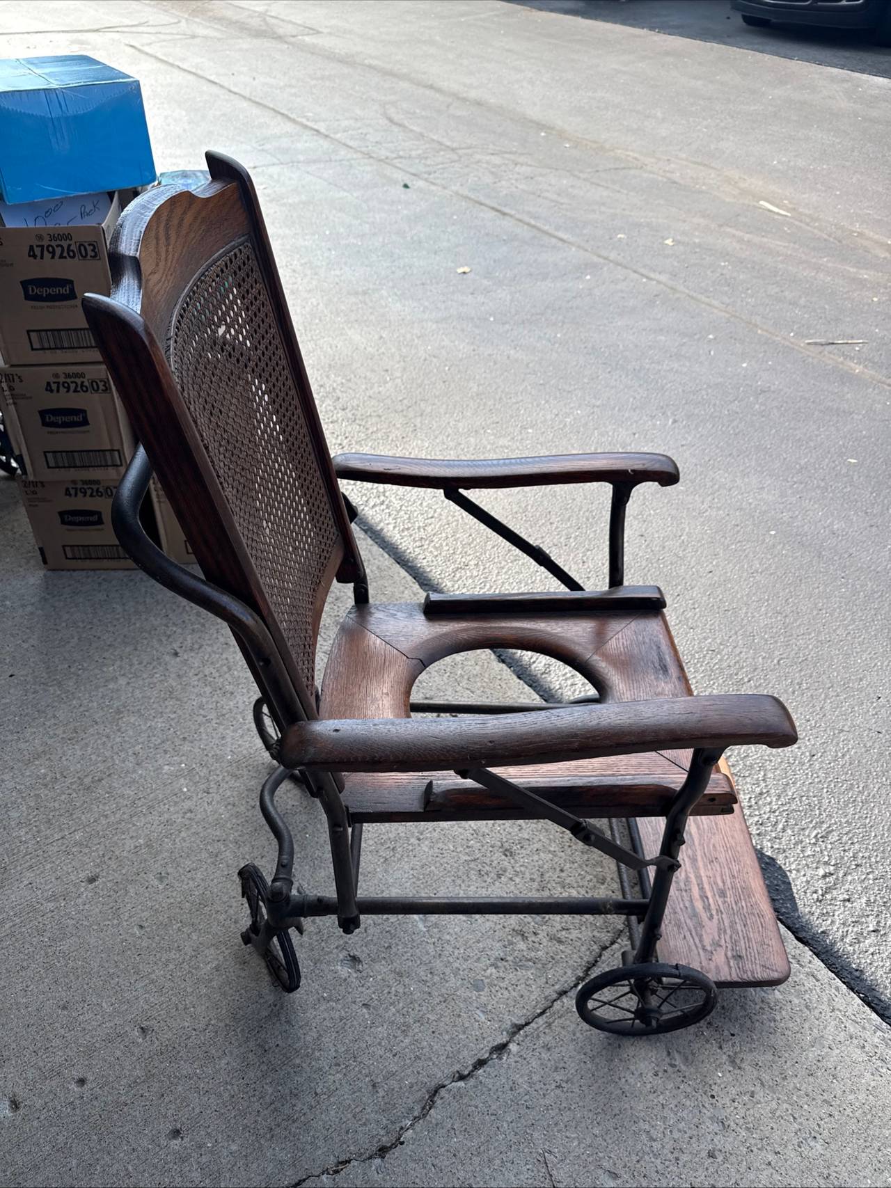 Knauth Bros. Antique Oak and Cane Wheelchair