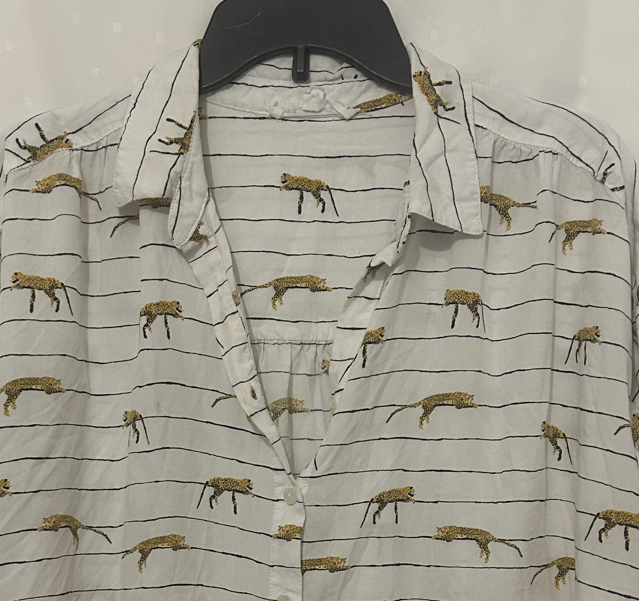 Jane Delancey Leopard Stripe Button Down Shirt