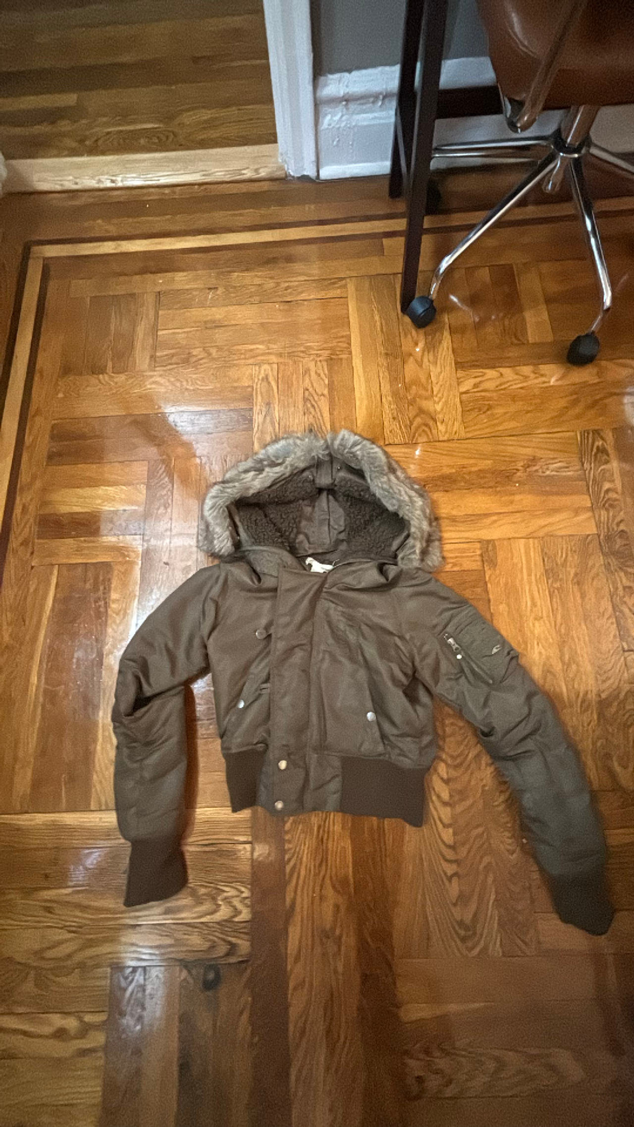 Faux Fur Hooded Bomber Jacket