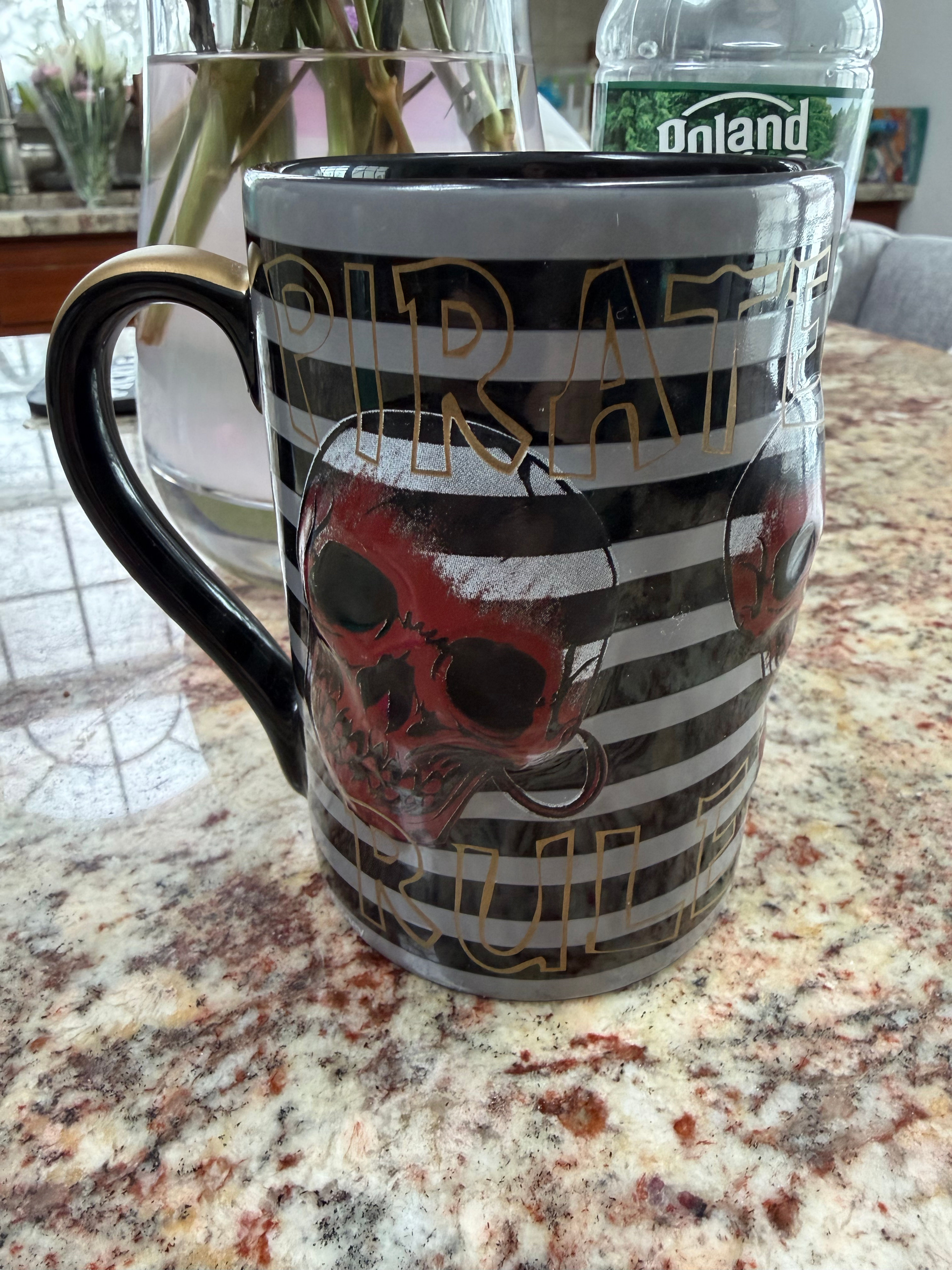 Disney Pirates of the Caribbean Skull Striped Coffee Mug DISNEY STORE