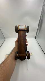 Handmade Wooden Vintage Race Car Model - Image 5