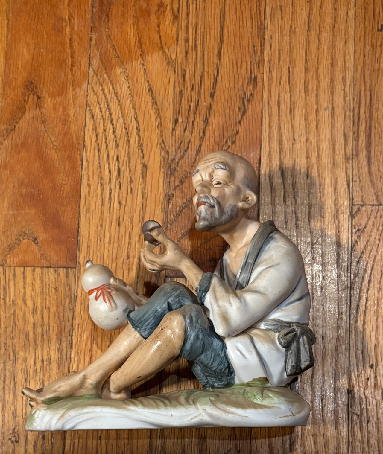 Vintage Chinese Porcelain Wise Man Figurine with Gourd