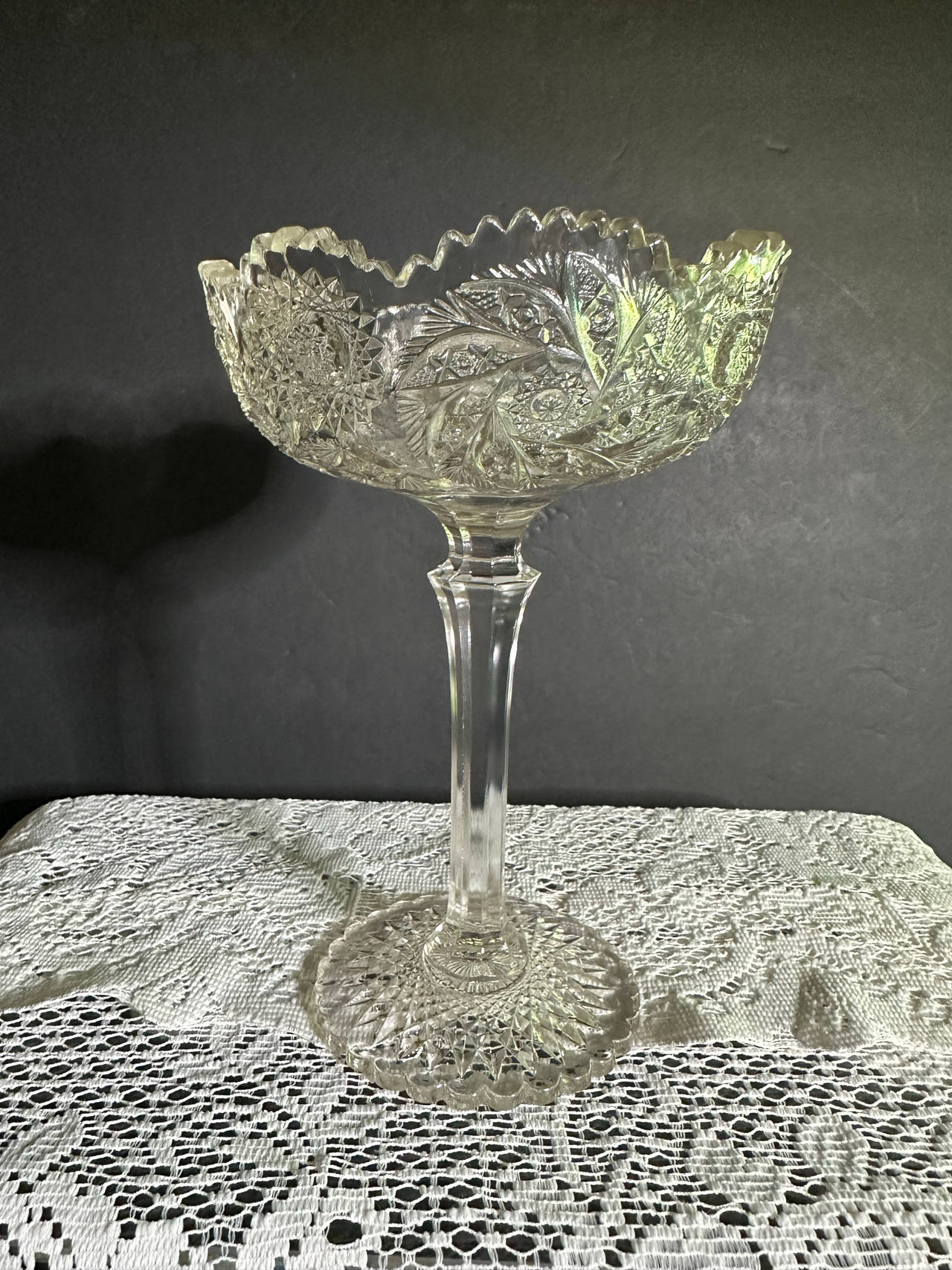 Westmoreland Paddle Wheel Compote/Candy Clear Glass Dish Antique Circa 1906